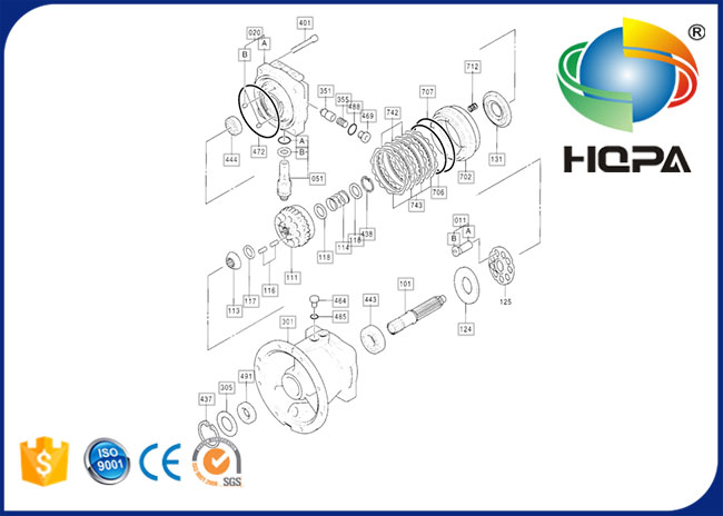Suku Cadang Excavator Hitachi EX200-3 Hydraulic Motor Seal Kits 4308814