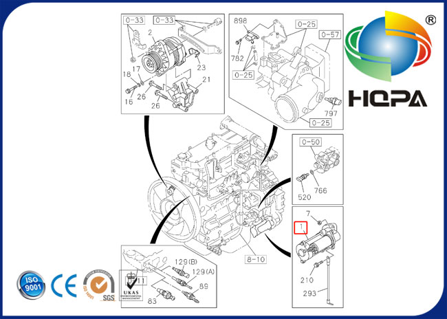 8980703211 starter untuk mesin ISUZU 4HK1, merek WPS, untuk Hitachi Excavator