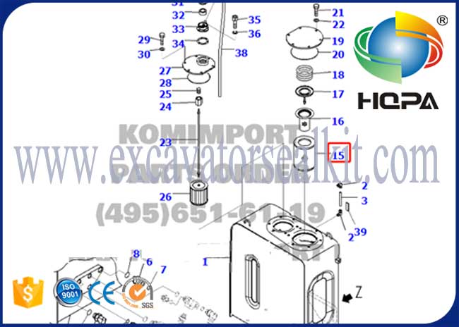 207-60-71182 Filter Oli Hidraulik Dipasang di Tangki Hidrolik Komatsu PC228US-3E0