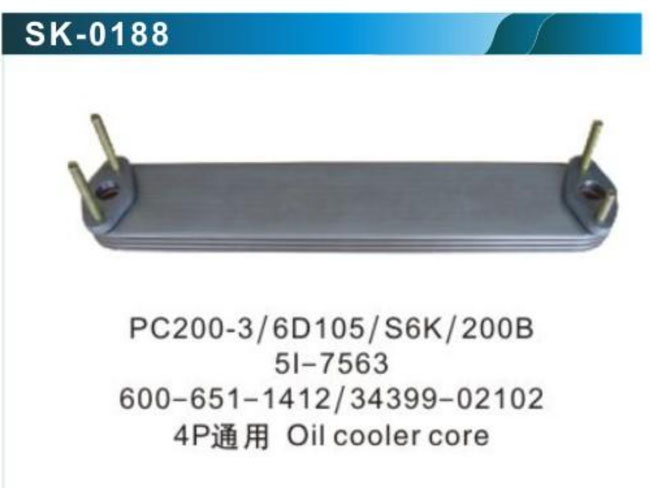 sk0188-PC200-3-6D105-S6K-200B-5I-7563-600-651-1412-34399-02101-4P-Oil-cooler-core