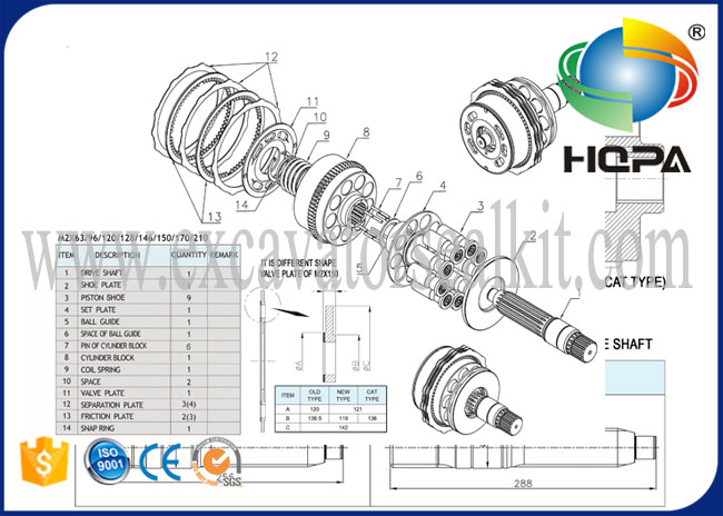 Swing Motor Repair Kit HZZC-M2X170CHB Untuk HD900-5 HD900-7 E330 E330B