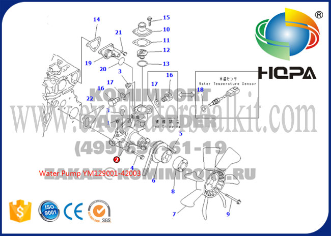 3D84 4D84 Excavator Hidrolik / Pompa Air Mesin Komatsu YM129001-42003