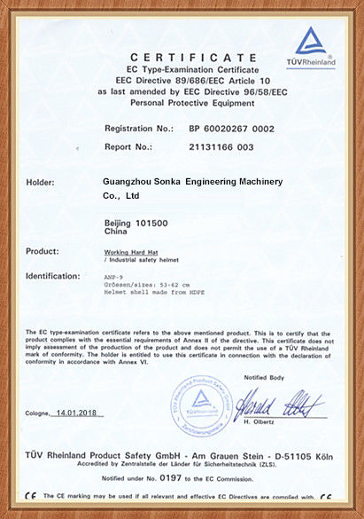 Cina Guangzhou Sonka Engineering Machinery Co., Ltd. Sertifikasi